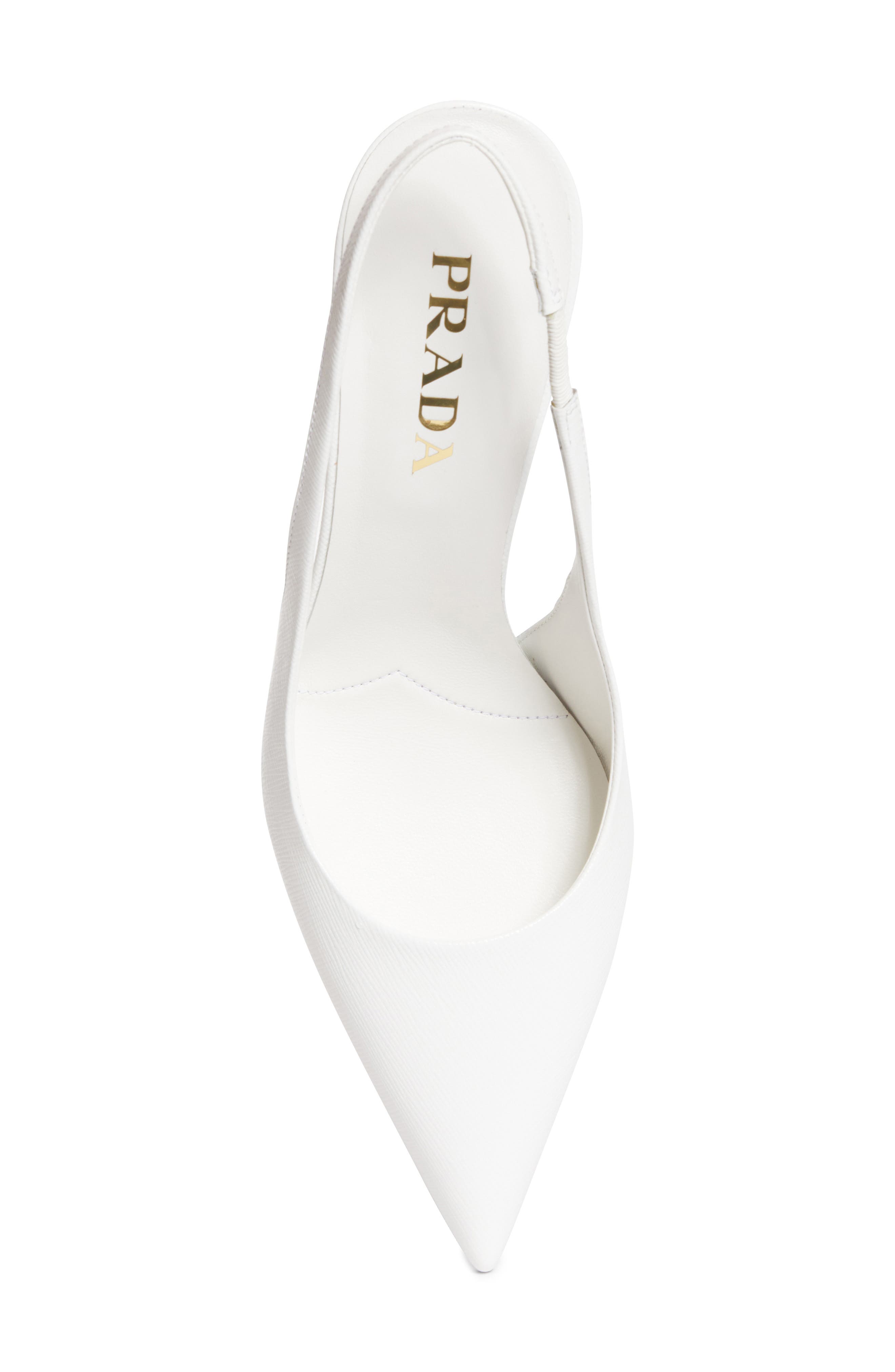 Prada Saffiano Metallic Leather Slingback Pump, Alternate, color, Bianco