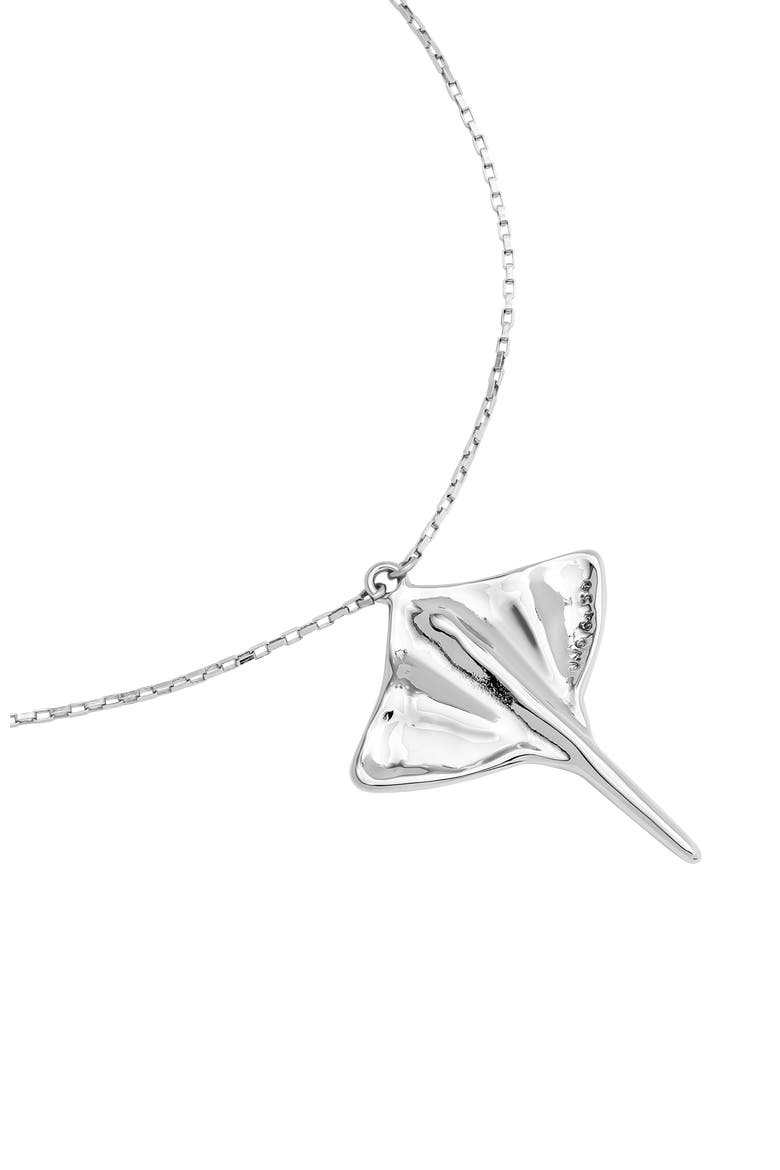 Silver-Plated Short Chain Pendant with Manta Ray Figure, Alternate, color, Silver