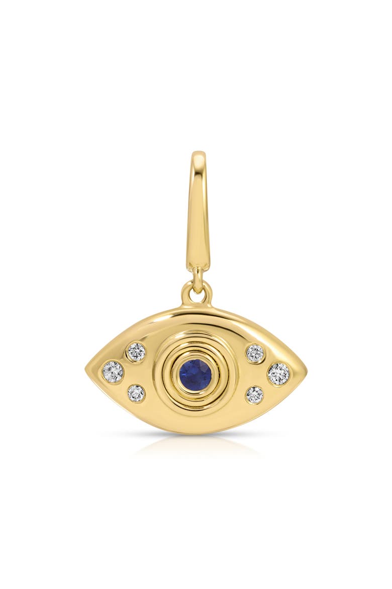 14k Gold Diamond & Blue Sapphire Evil Eye Charm, Main, color, 14K YELLOW GOLD