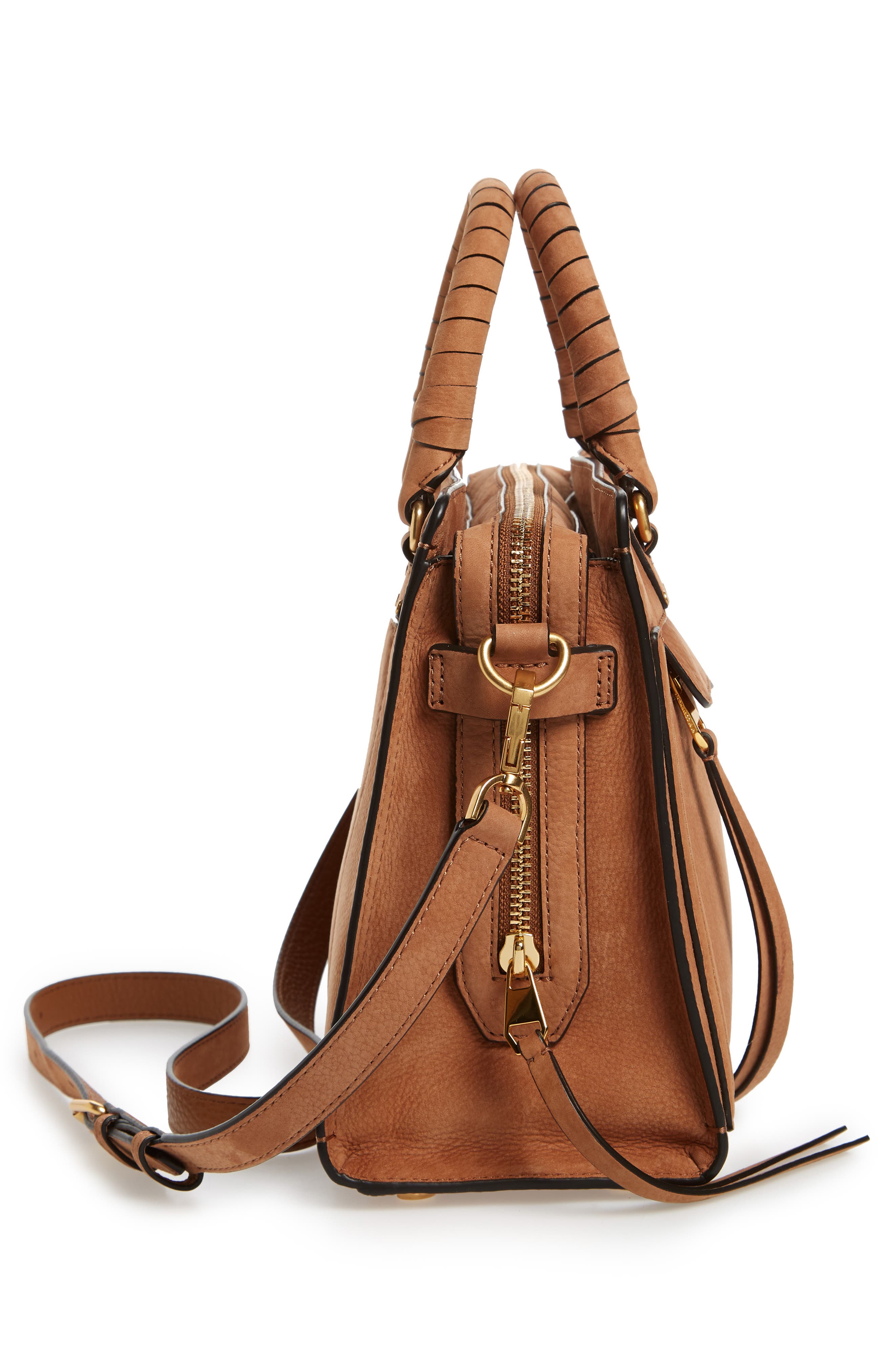 Medium Bree Leather Satchel, Alternate, color, ALMOND