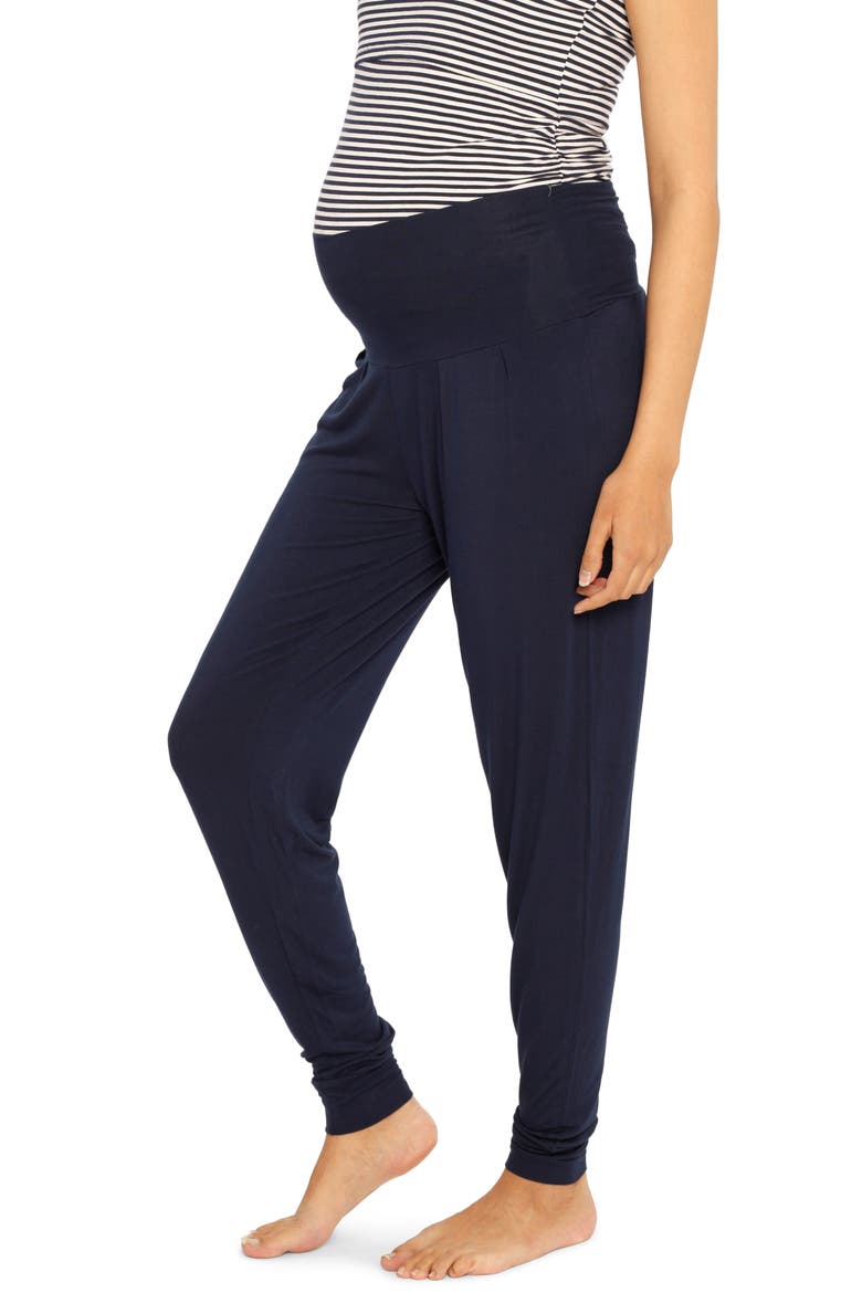Maternity/Nursing Cardigan, Tank & Pants Set, Alternate, color, NAVY