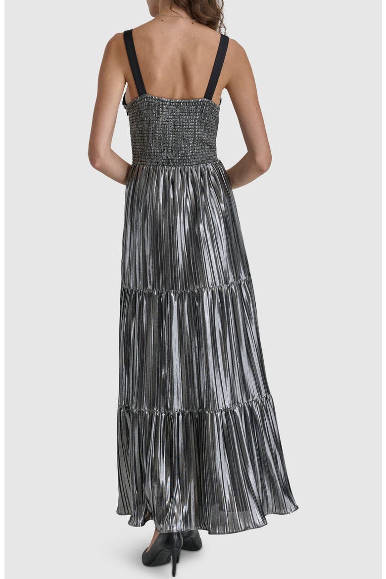 Foil Plissé Sleeveless Maxi Dress, Alternate, color, SILVER