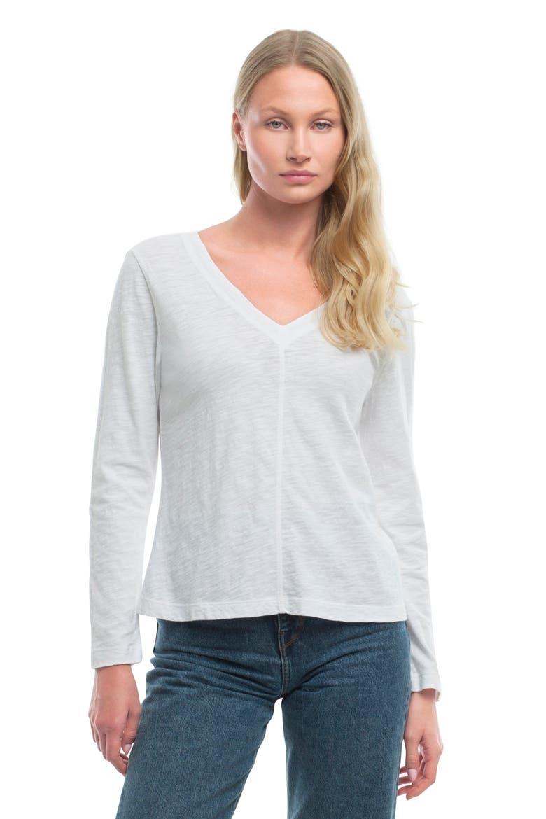 Deep-V Slim Tee, Main, color, White