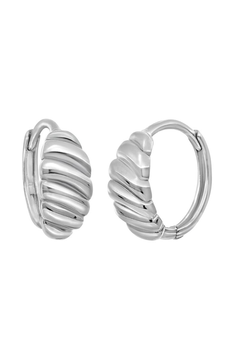 Bony Levy 14K Gold Textured Oval Huggie Hoop Earrings, Main, color, 14K White Gold