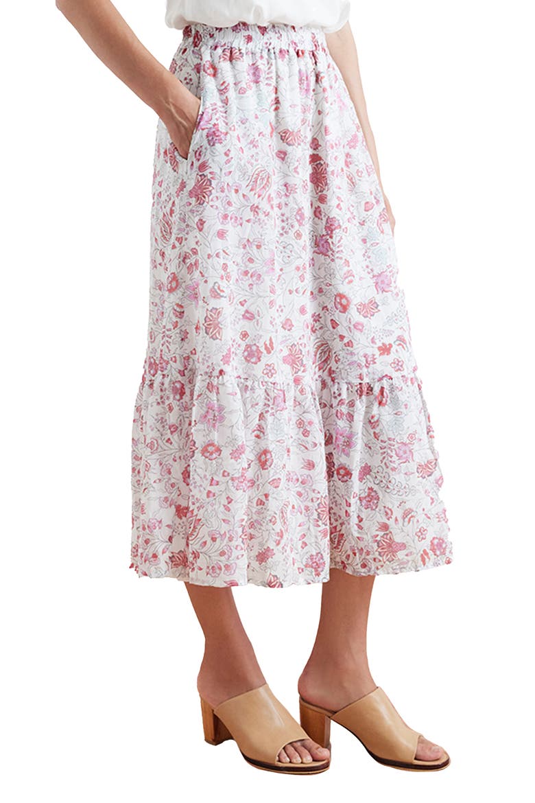 Wren Tiered Midi Skirt, Alternate, color, Sundrenched Garden