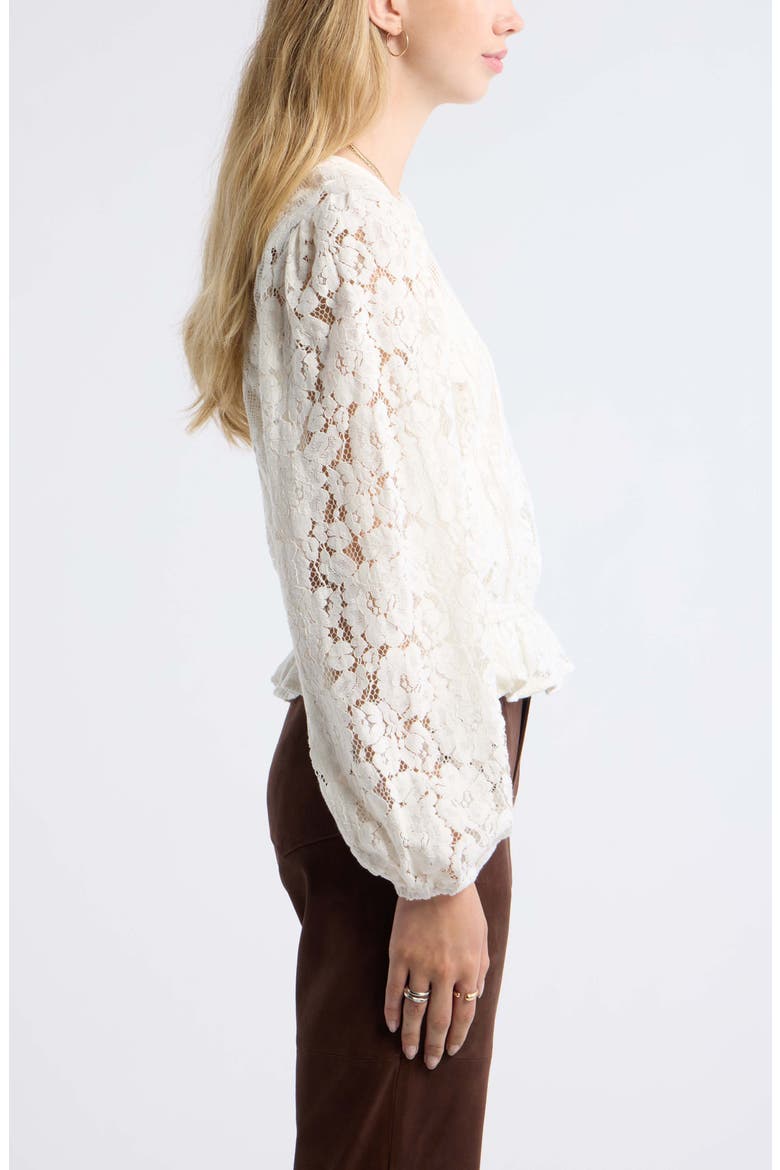 Elastic Hem Lace Top, Alternate, color, IVORY EGRET