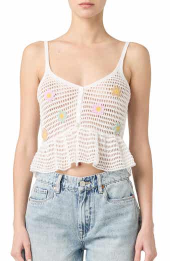 BLANKNYC Open Stitch Sleeveless Peplum Top
