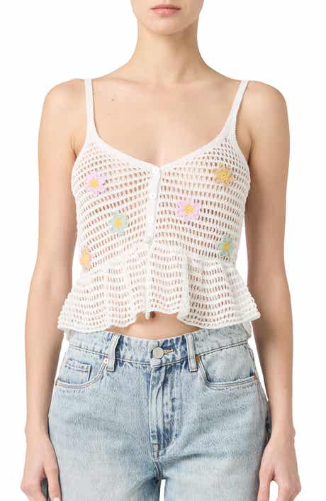 BLANKNYC Open Stitch Sleeveless Peplum Top