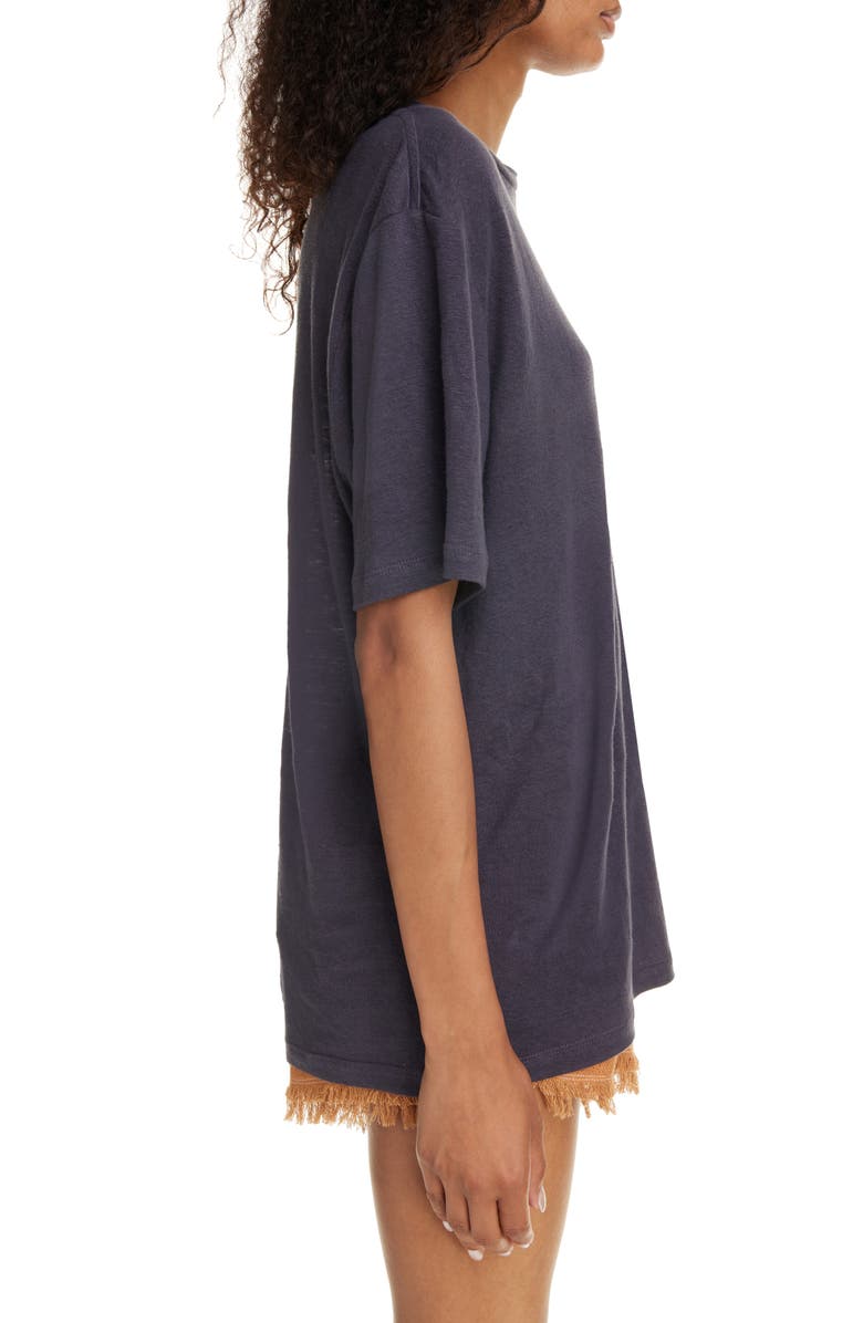 Isabel Marant Étoile Zewel Metallic Logo Slub Linen Graphic T-Shirt, Alternate, color, 