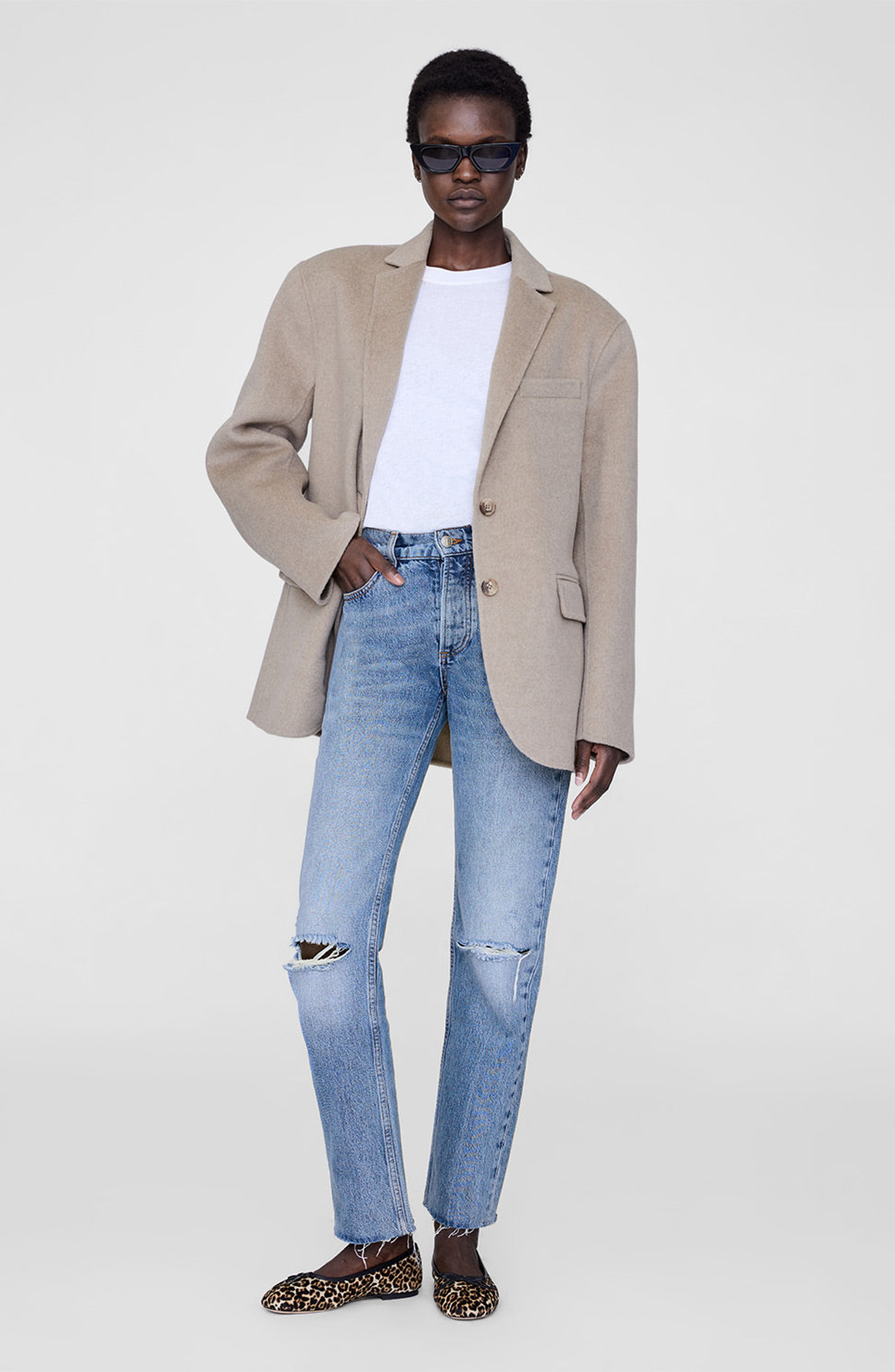 ANINE BING Jamie Ballerina Flats, Alternate, color, Leopard Print