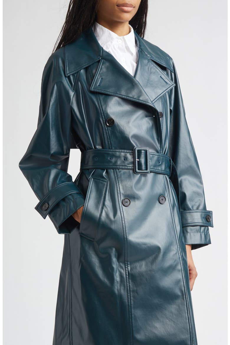 Benedetta Coated Cotton Trench Coat, Alternate, color, BOTTLE GREEN