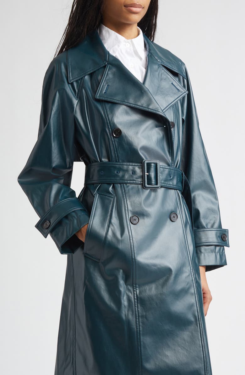 Proenza Schouler Benedetta Coated Cotton Trench Coat, Alternate, color, Bottle Green