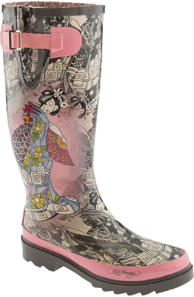 Ed Hardy 'Raine' Rain Boot, Main, color,