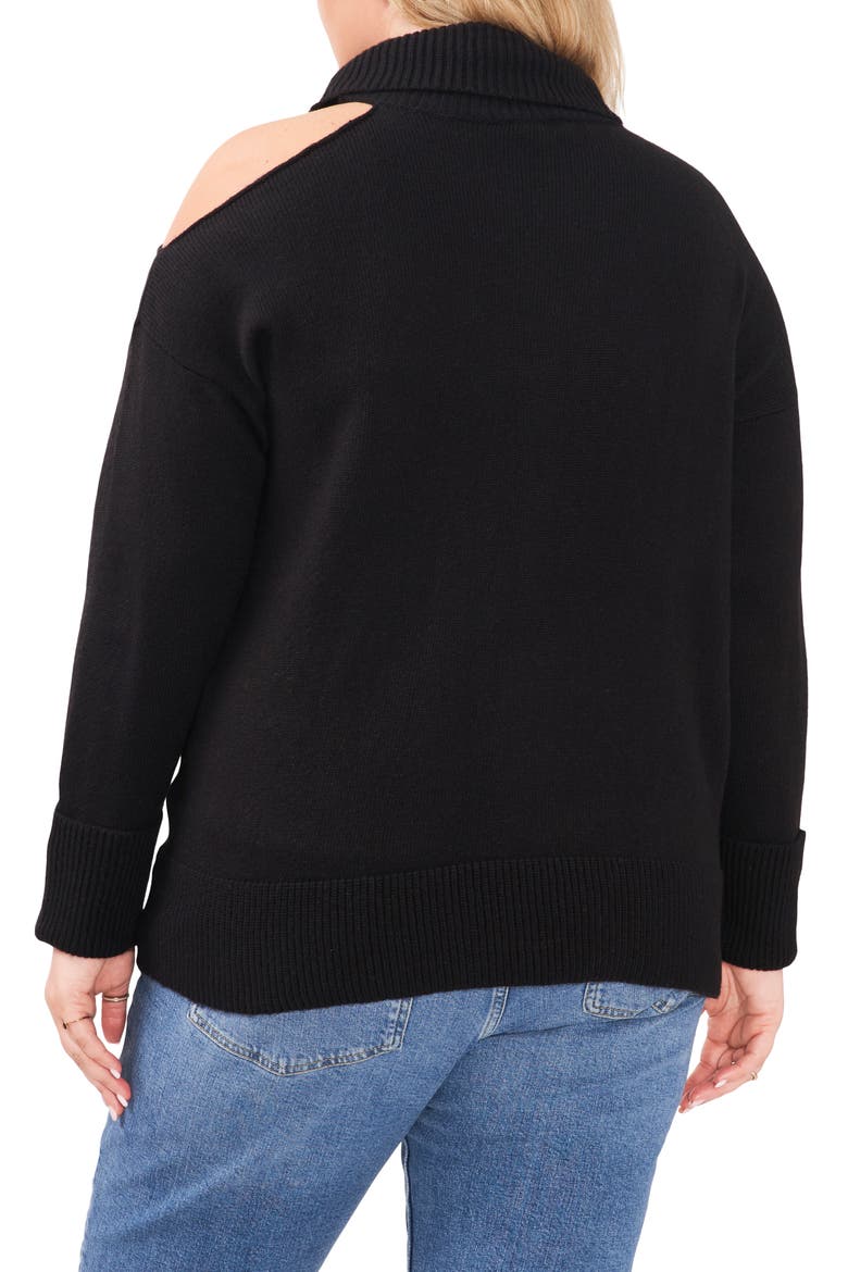 Cutout Turtleneck Sweater, Alternate, color, RICH BLACK