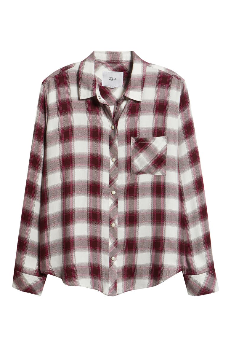Hunter Plaid Button-Up Shirt, Alternate, color, RASBERRY WINE