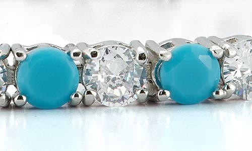 Chloe & Madison Chloe And Madison 4mm Turquoise & Cubic Zirconia Tennis Bracelet In Silver