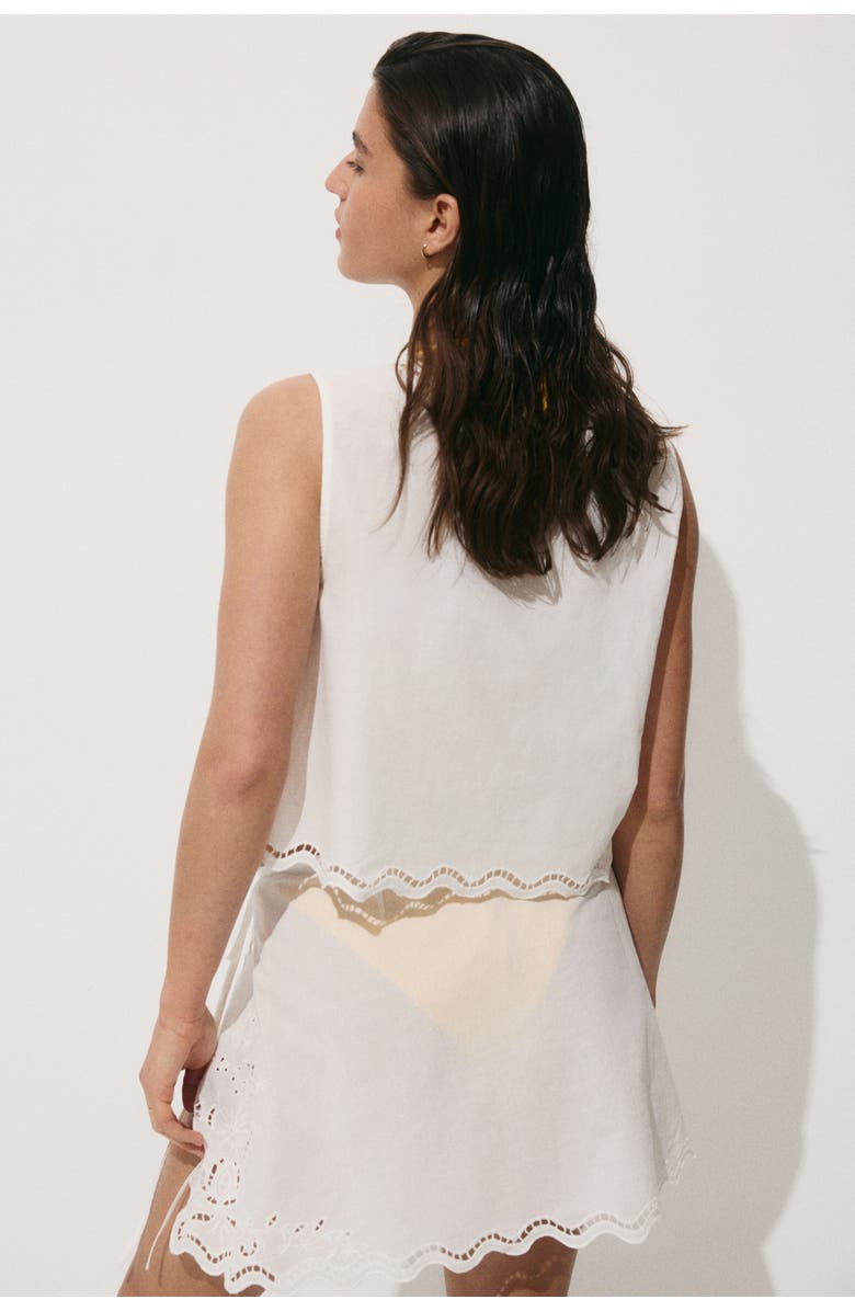 H&M Tie-front Cotton Beach Top, Alternate, color, White