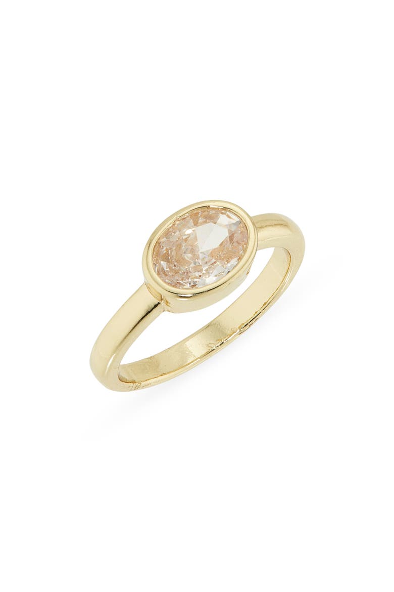 Bezel Set Oval Cubic Zirconia Ring, Main, color, CLEAR- GOLD