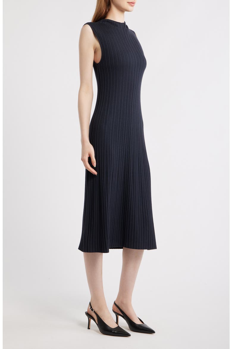 Regal Mock Neck Sleeveless Merino Wool Rib Dress, Alternate, color, NOCTURNE NAVY