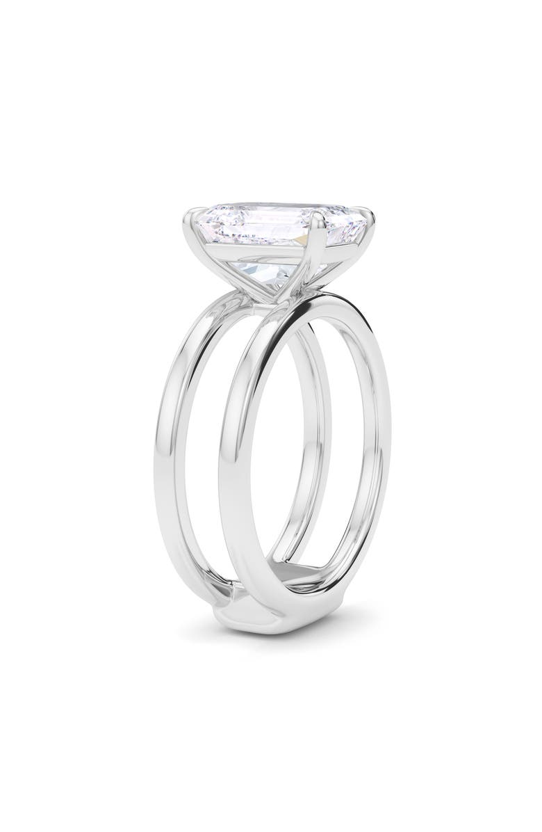 HauteCarat Emerald Cut Double Band Lab Created Diamond Ring, Alternate, color, 2.00Ctw 18K White Gold