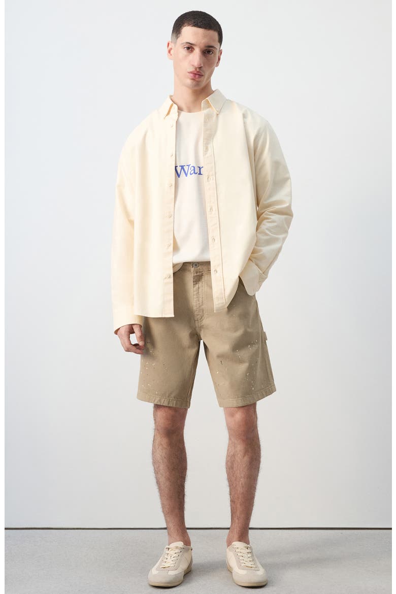 x Fantastic Man Paint Splatter Relaxed Fit Denim Bermuda Shorts, Alternate, color, BEIGE