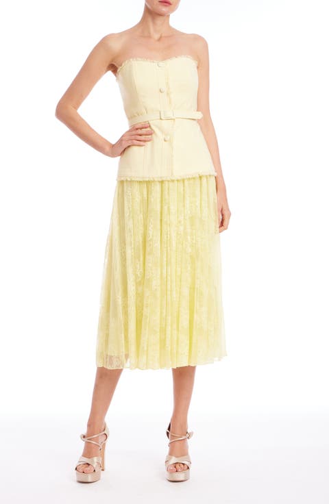 Strapless Mixed Media Cocktail Dress