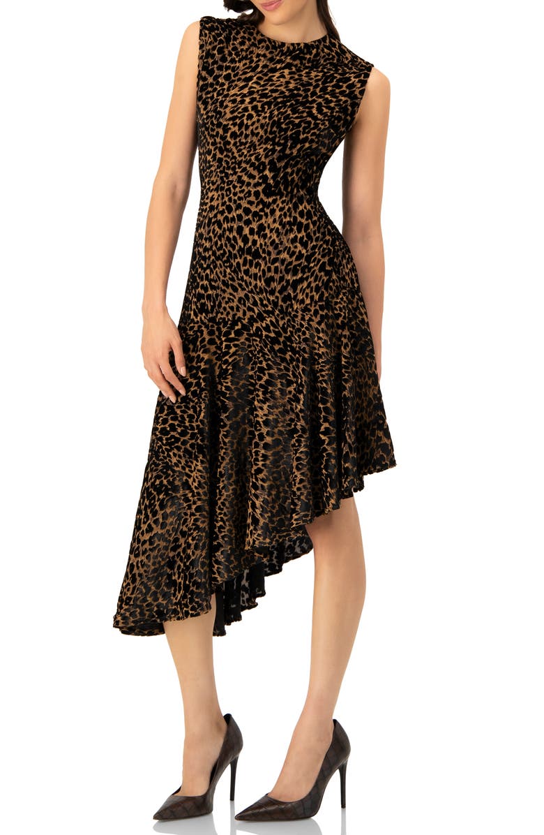 IVONNE Asymmetric Animal Print Dress, Alternate, color, Black