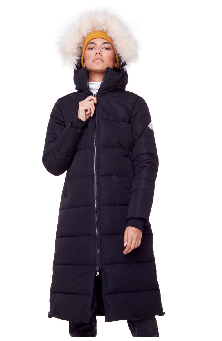Alpine North KLUANE - Vegan Down Ultra Long Winter Parka, Main, color, Black