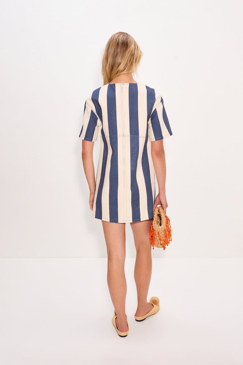 Sahara Short Sleeve Mini Dress, Alternate, color, Navy/Cream