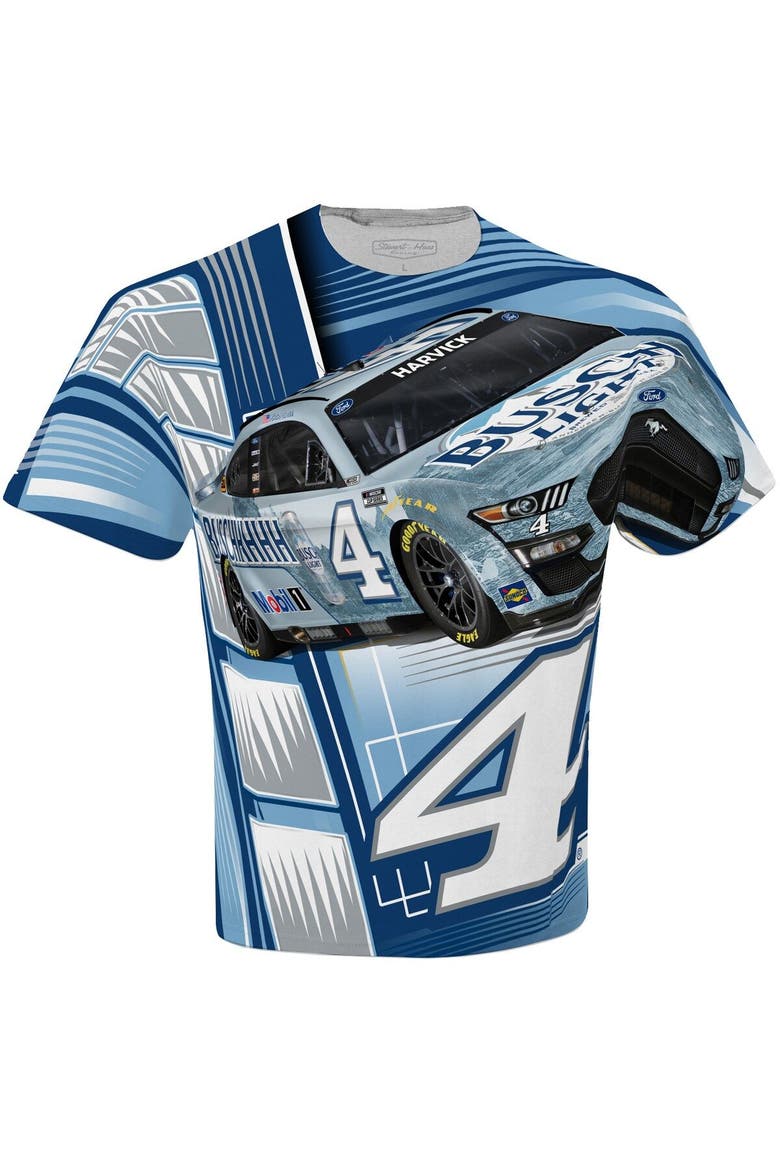 Men's Stewart-Haas Racing Team Collection White Kevin Harvick Busch Light Sublimated Dynamic Total Print T-Shirt, Alternate, color, White