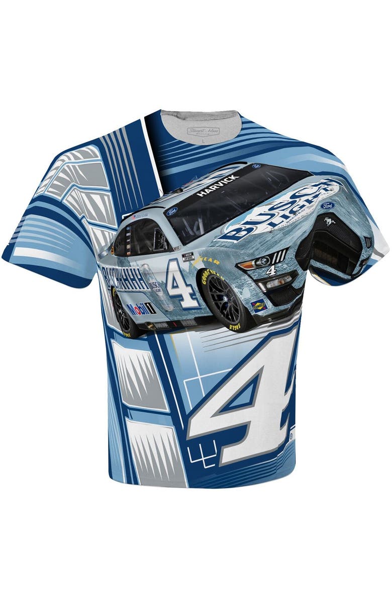 STEWART-HAAS RACING Men's Stewart-Haas Racing Team Collection White Kevin Harvick Busch Light Sublimated Dynamic Total Print T-Shirt, Alternate, color, White