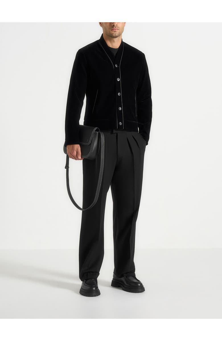 Manière De Voir Nassim Velvet Jacket With Contrast Piping, Alternate, color, Black