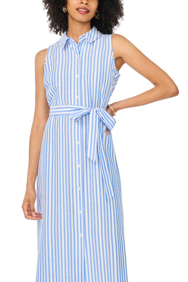 Stripe Sleeveless Maxi Shirtdress, Alternate, color, BLUE CLOUD