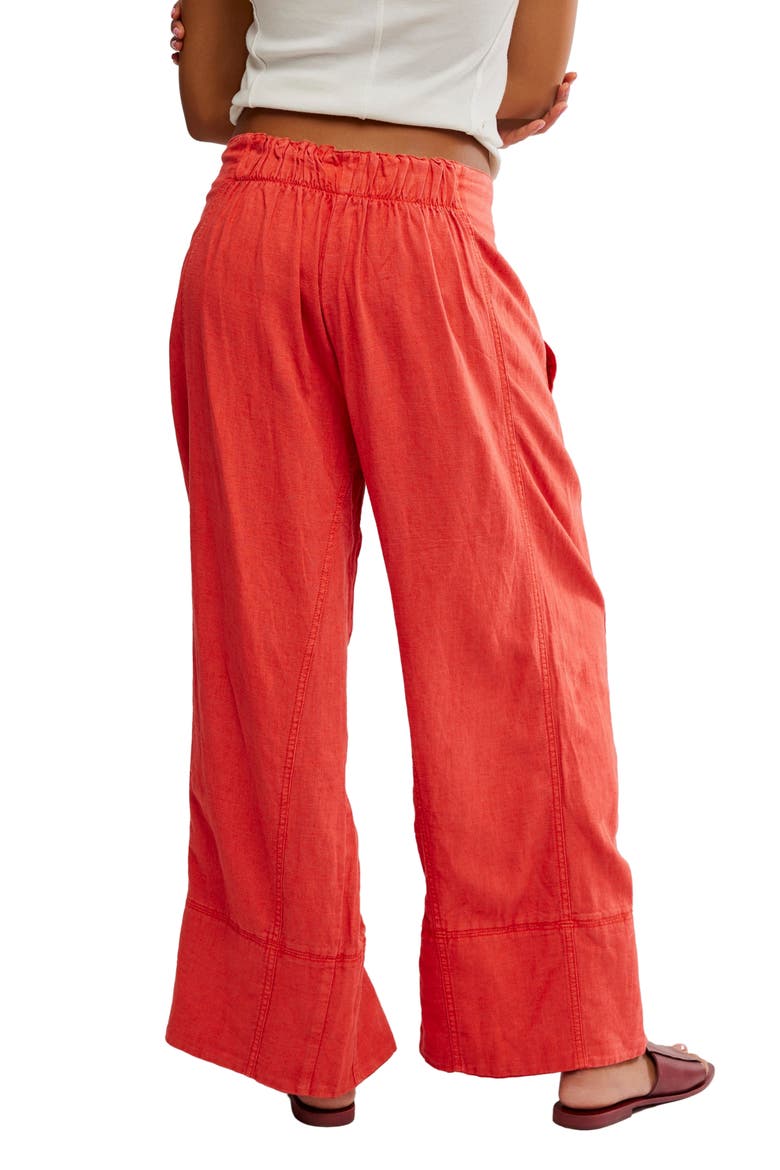Days End Pull-On Linen Blend Wide Leg Pants, Alternate, color, POPPY RED