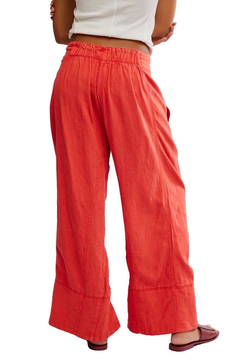 Free People Days End Pull-On Linen Blend Wide Leg Pants, Alternate, color, Poppy Red