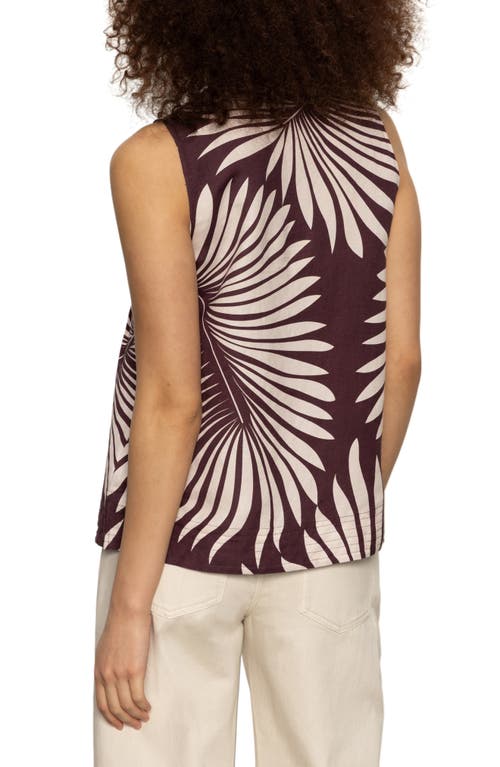 Sanctuary The Harmony Palm Pintuck Pleat Linen Blend Tank In Purple