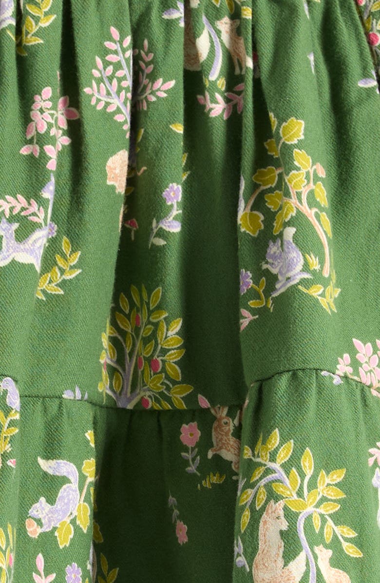 Mini Boden Kids' Eyelet Trim Print Skirt, Alternate, color, Green Woodland