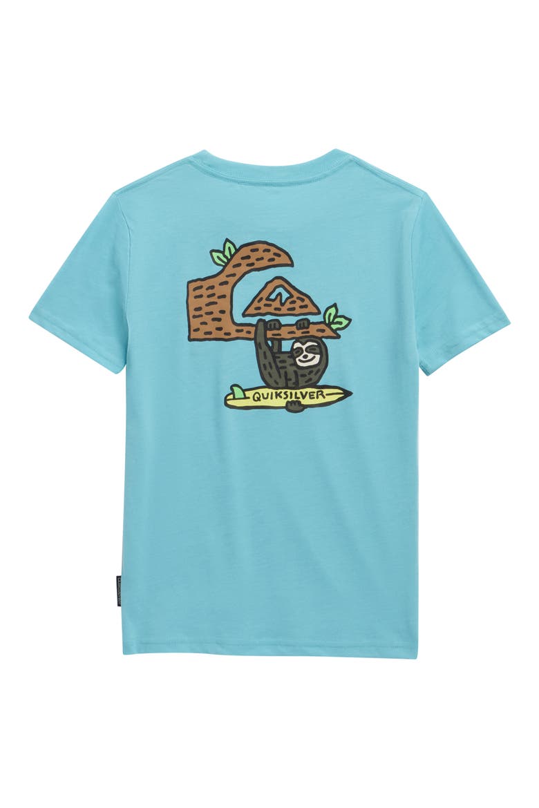 Kids' Slother Cotton Graphic T-Shirt, Alternate, color, AQUA HEATHER