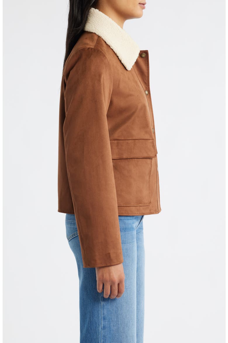 Faux Leather Jacket with Faux Shearling Collar, Alternate, color, CYRUS TAN