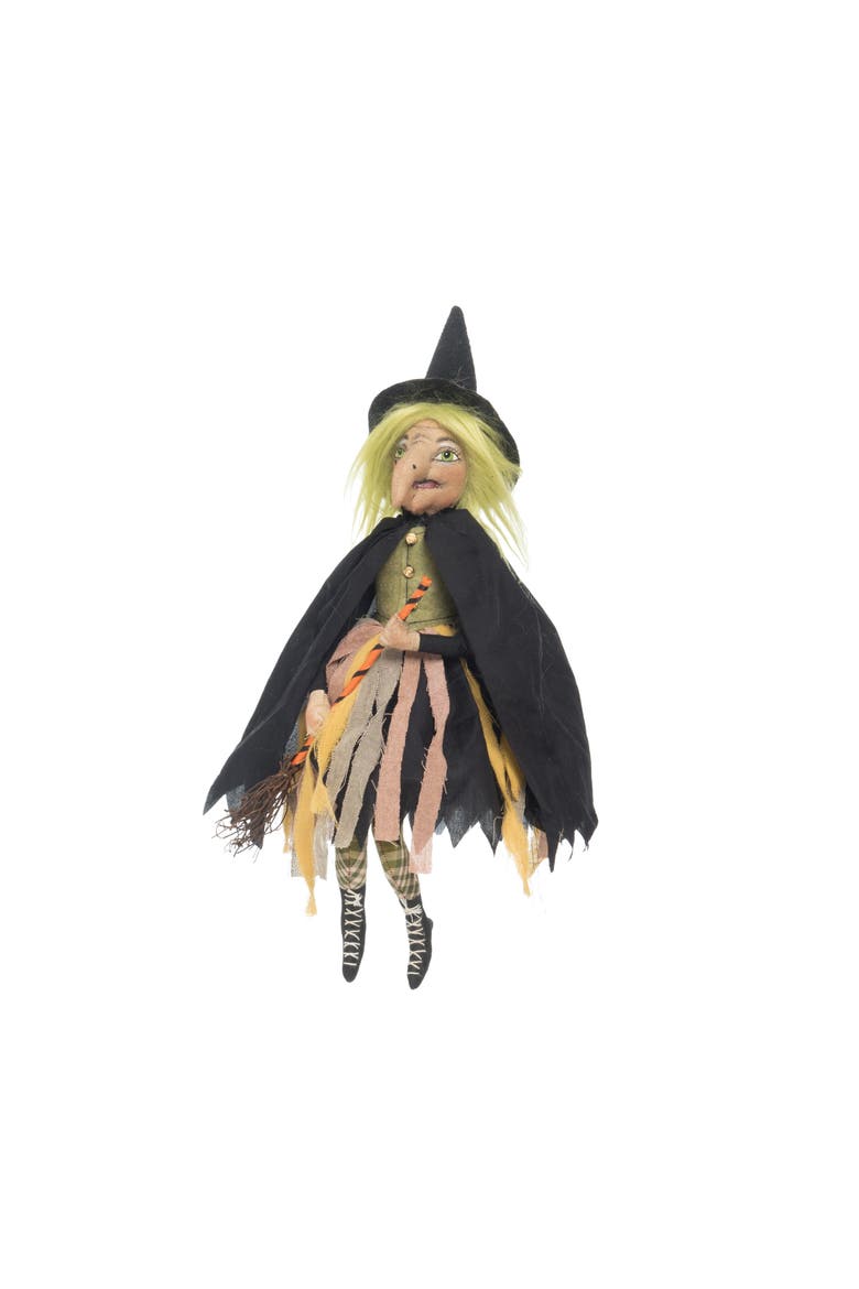 Hortense Little Witch on Broom Halloween Joe Spencer Gathered Traditions Figurine, Alternate, color, Black