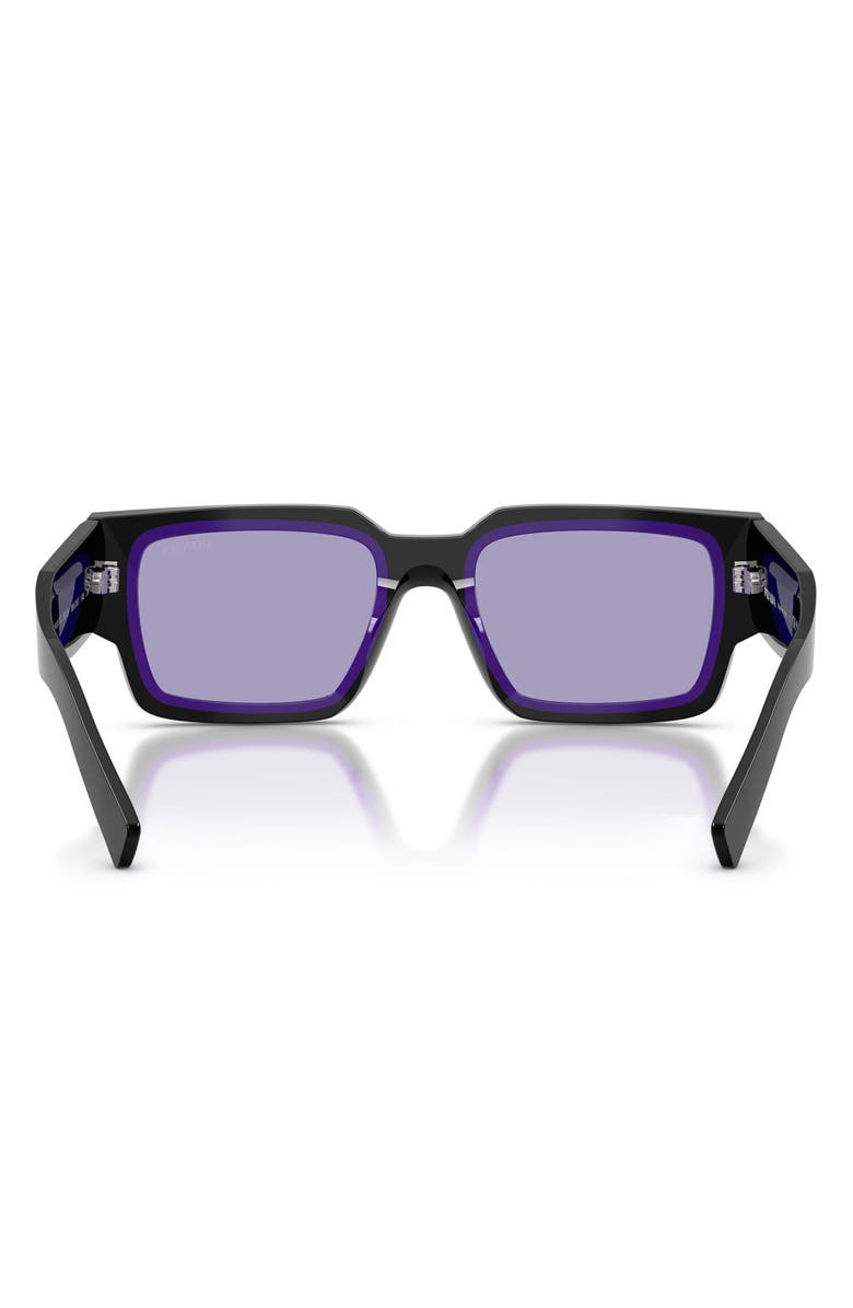 Prada 55mm Rectangular Sunglasses, Alternate, color, Black/ Purple / Violet