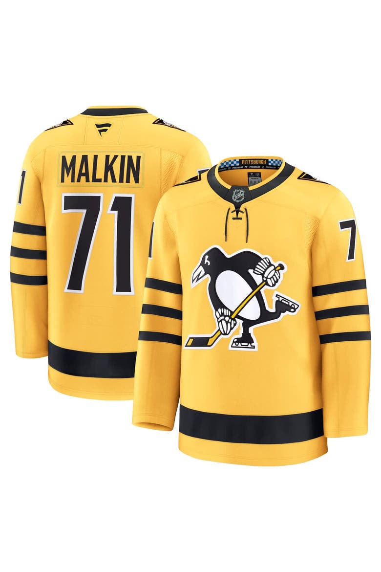 Men's Fanatics Evgeni Malkin Gold Pittsburgh Penguins Alternate Premium Player Jersey, Main, color, Gold
