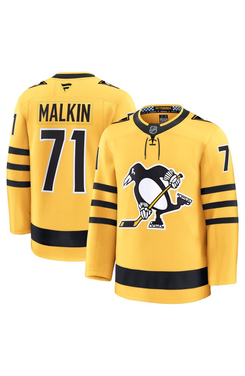 FANATICS Men's Fanatics Evgeni Malkin Gold Pittsburgh Penguins Alternate Premium Player Jersey, Main, color, Gold