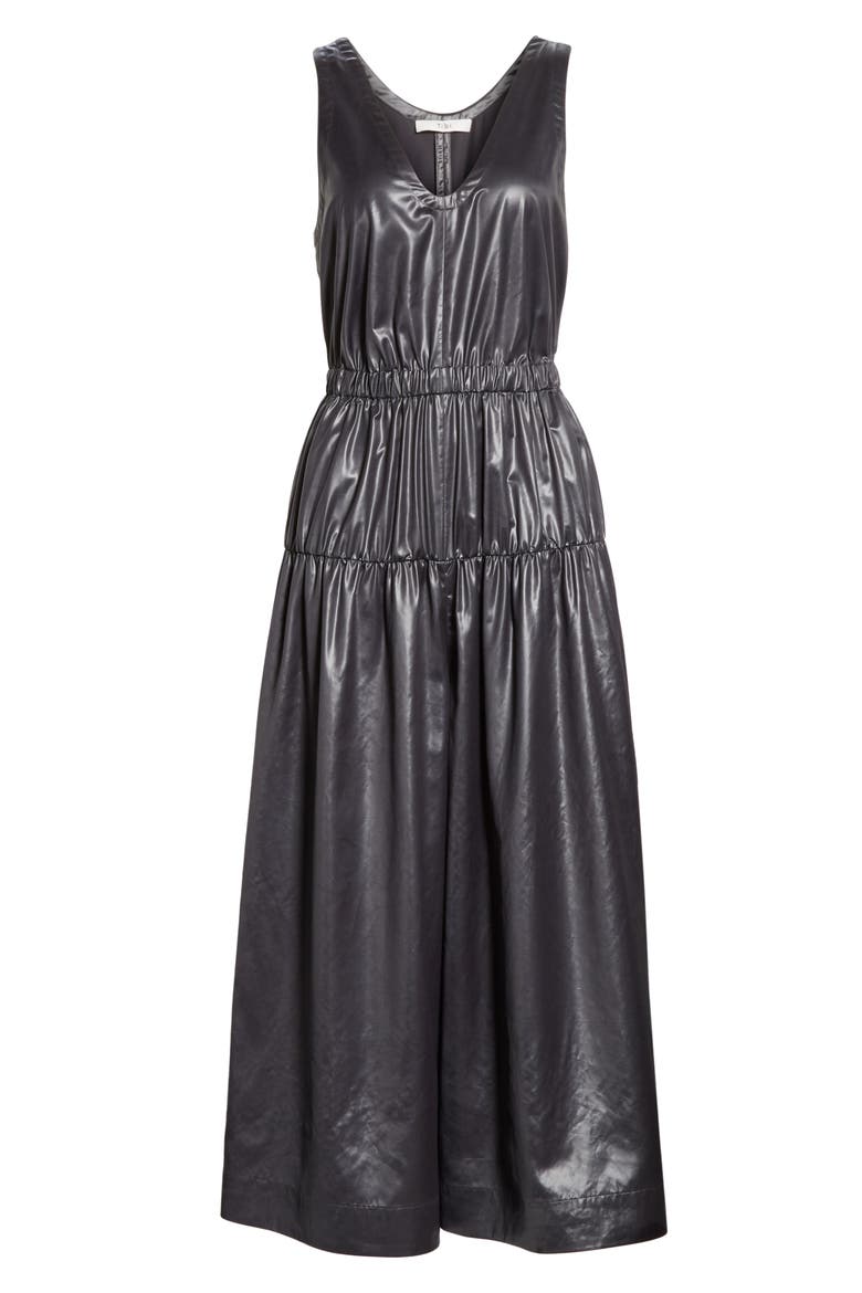 Liquid Drape Tiered Jumpsuit, Alternate, color, PEARL BLACK