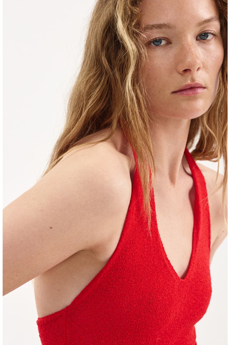Knit Halter Dress, Alternate, color, RED