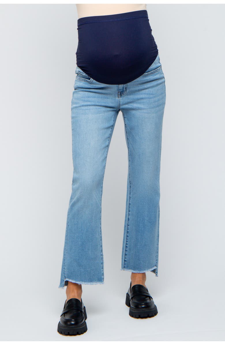 PinkBlush Raw Edge Crop Maternity Jeans, Alternate, color, Light Blue