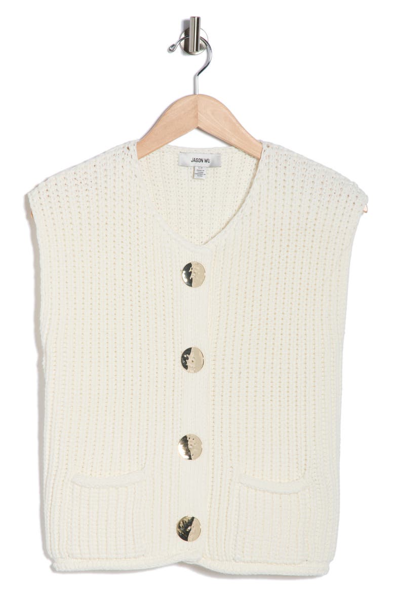 Button Shaker Cardi Vest, Alternate, color, IVORY