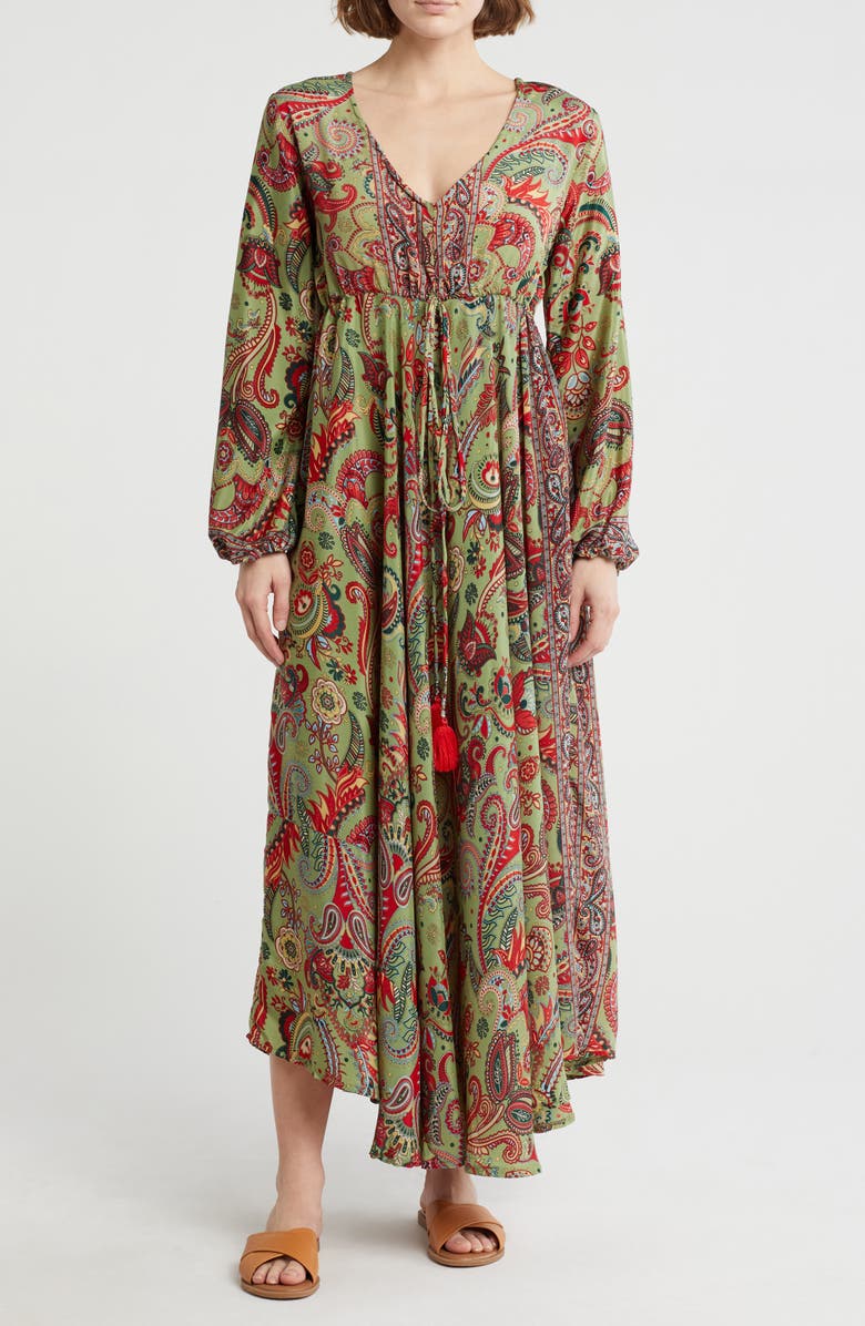 La Fiorentina Abstract Cover-Up Beach Dress, Main, color, Green