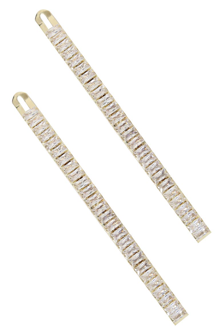 2-Pack Crystal Bobby Pins, Main, color, GOLD