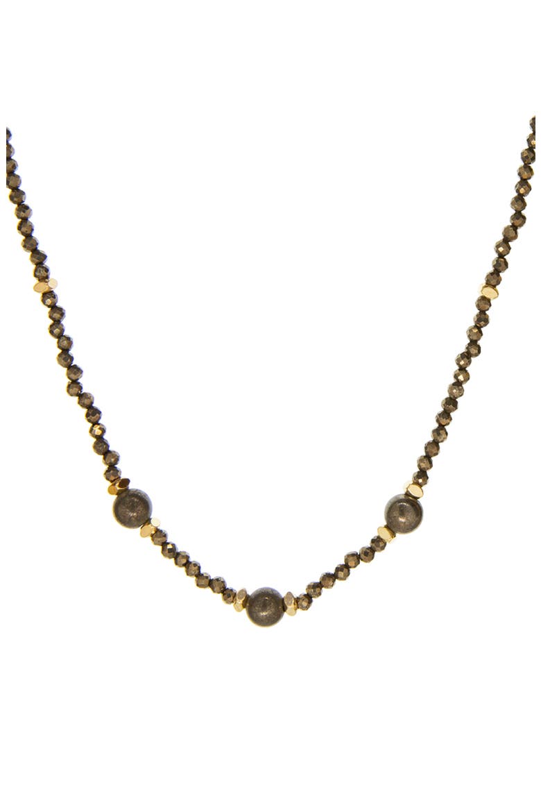 Natural Stone Beaded Necklace, Main, color, GOLD PYRITE